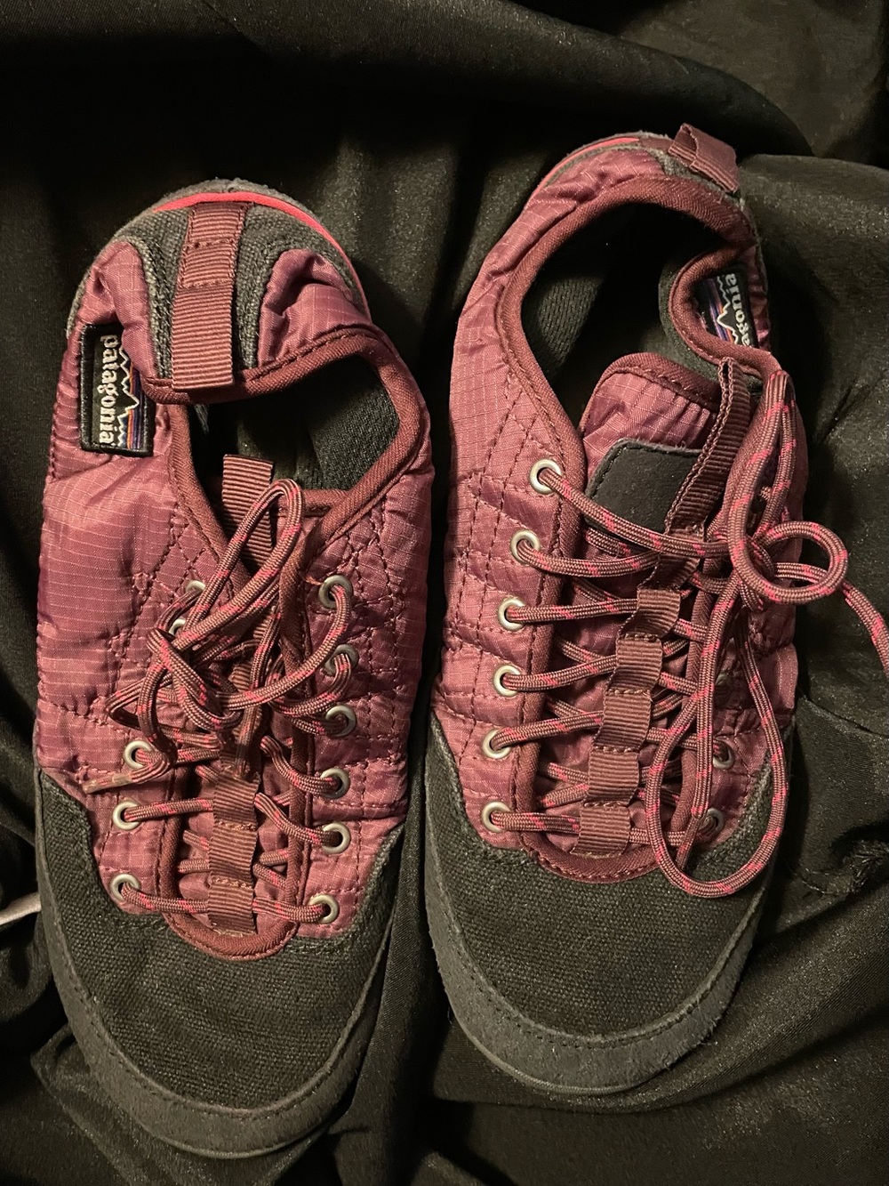 Patagonia Women's Quilted Burgundy and Black Sneakers
